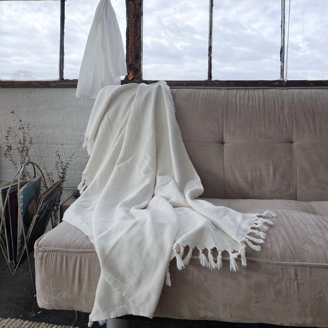 100% Turkish cotton Throw in natural cotton colour