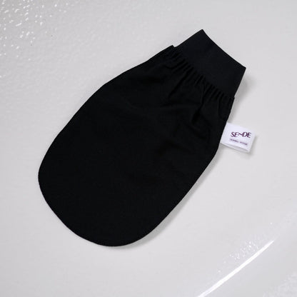 Hammam bath glove exfoliating mitt in black 100% biodegradable viscose | SENDE