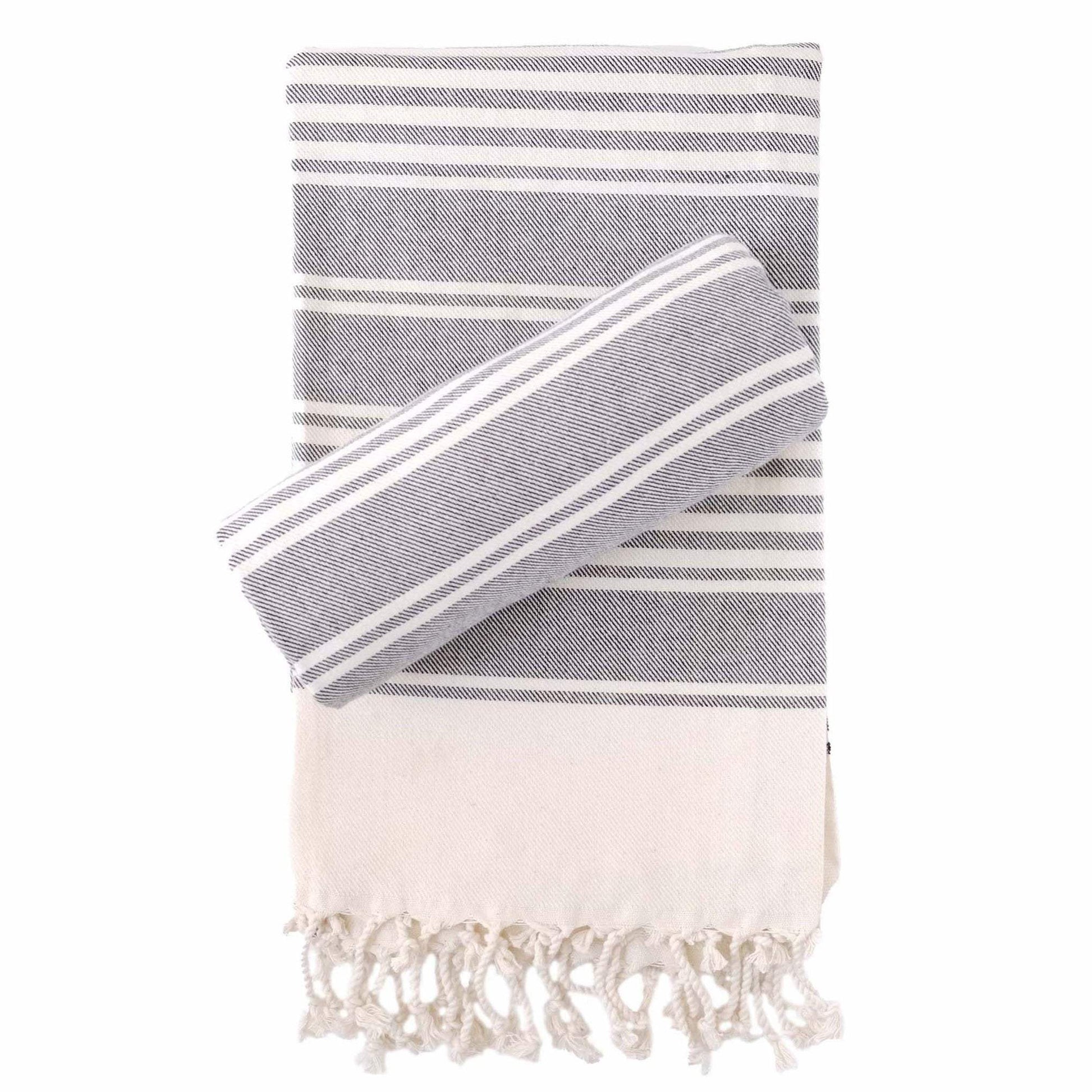 black sand peştemal turkish towel 100% cotton - sende self-care essentials