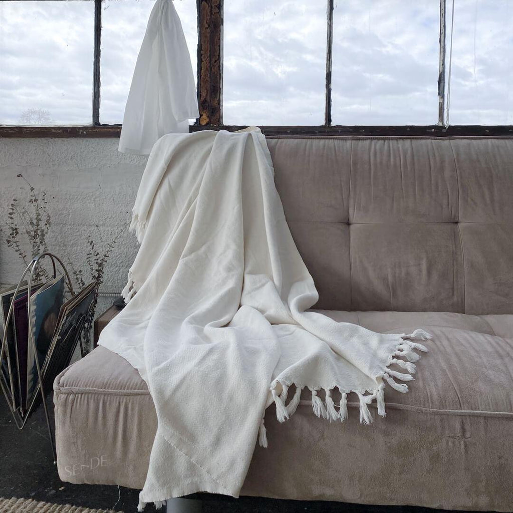 100% Turkish cotton Throw in natural cotton colour