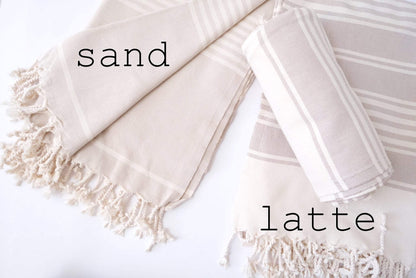 SENDE Sand Beige cs Latte Brown Turkish Peshtemal towels